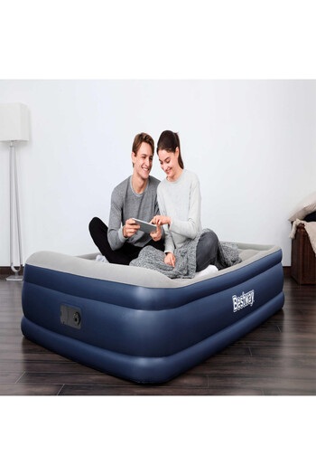 TSUMAB Bestway Tritech Air Mattress with Built-In Pump and Carry Bag – Queen Size