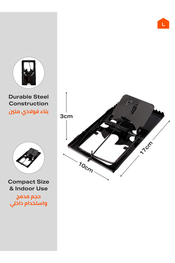 Lawazim Mouse Trap 2 Piece Medium - Durable Reusable Snap Trap for Rodent and Mouse Control