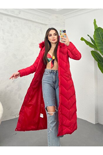 Fashionbox Women's Memory Fabric Fur Long Puffer Vest 25112