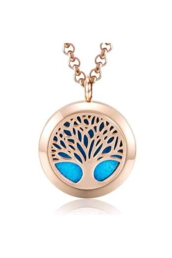 DROPY Aroma Diffuser Necklace for Essential Oils, Tree of Life Model, 65 cm Chain, Felt Discs Includ