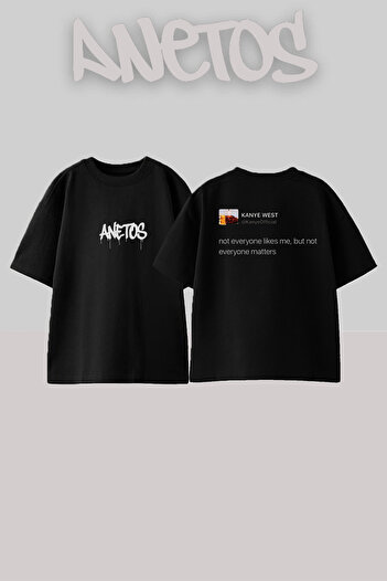 Anetos Kanye Tweet Design Back Printed Cotton Black Oversize T-Shirt