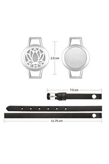 DROPY Aromatherapy bracelet for essential oils, Lotus model, double leather strap, aroma diffuser, f