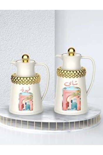 AL OSTORAH Legend Silver Tea and Coffee Thermos Set 0.7+1 Liter
