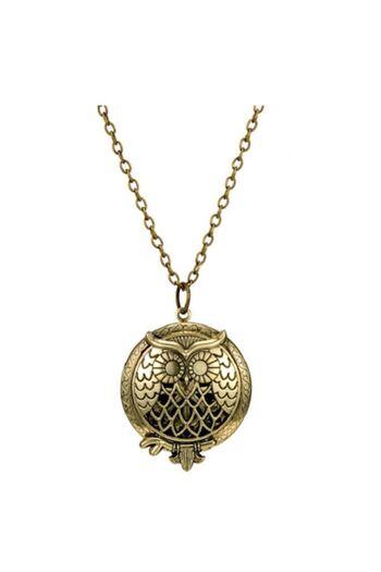 DROPY Medallion with aroma diffuser for essential oils, owl model, 55 cm chain, felt discs included, gold