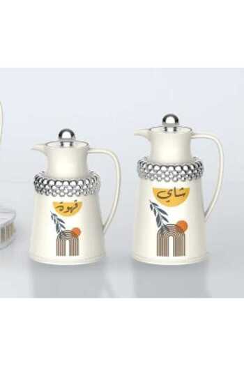 AL OSTORAH Legend Silver Tea and Coffee Thermos Set 0.7+1 Liter
