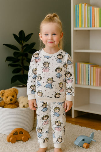 Arya Nisa Kids Girl's Ballet Dance Printed 100% Cotton Seasonal Pajama Set