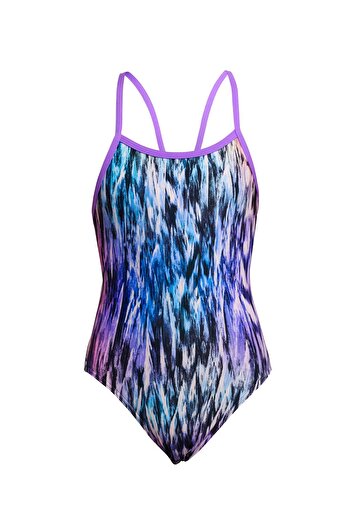 FUNKİTA Ss Fly Dye Girls' Thin Strap Swimsuit |   Colorful and Comfortable Design