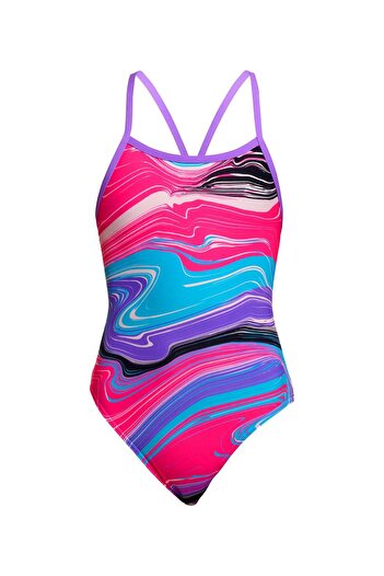 FUNKİTA Ss Sweetest Swirl Girls' Thin Strap Swimsuit |   Colorful and Comfortable Design