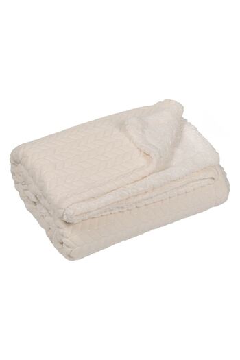 Vervo.ro pentru minți curioase Decorative Winter Blanket with Sherpa Fur, Ecru/White, 160×130 cm