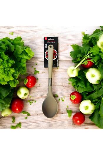 Generic Beige silicone cooking spoon