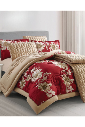 Generic 7-Piece Floral Bed Comforter Set - 240x260cm Quilted Comforter with 2 Pillowshams, 2 Pillowcases, Fi