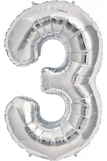 14Süs Opportunity Bear Balloon Number 3 Silver 100 cm Foil Balloon
