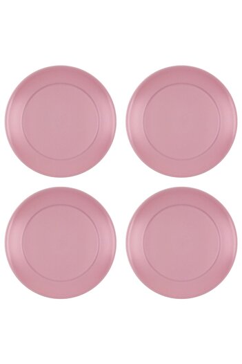 Vervo.ro pentru minți curioase Set of 4 Powder Pink Plastic Plates 23 cm