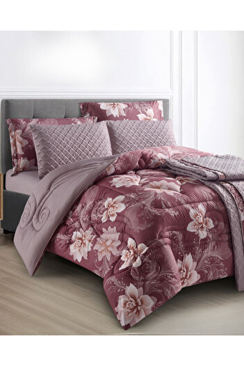 Generic 7-Piece Floral Bed Comforter Set - 240x260cm Quilted Comforter with 2 Pillowshams, 2 Pillowcases, Fi