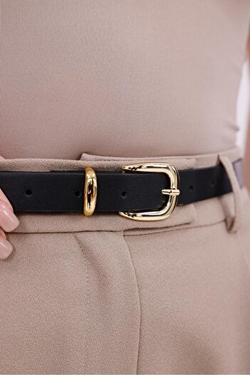 MODAM HİFA Gold Buckle Women's Belt with Bridge Design, Pants Belt, Dress Belt, Shirt Belt, Waist Belt