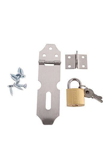 Lawazim Door Buckle Lock Set - Padlock Hasp Latch Kit with Keys and Screws for Cabinet and Shed