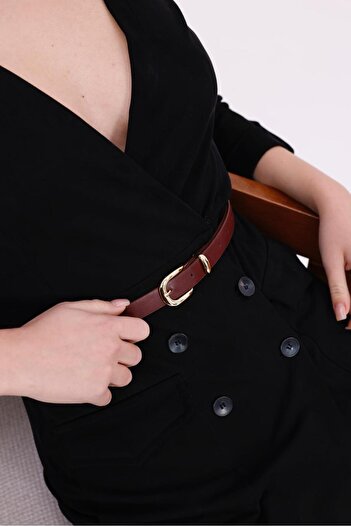 MODAM HİFA Gold Buckle Women's Belt with Bridge Design, Pants Belt, Dress Belt, Shirt Belt, Waist Belt