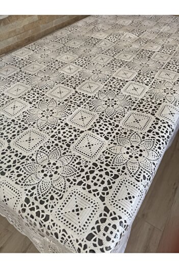 yukselhalimefrusat Transparent Patterned Tablecloth, Cream Flower, 137 cm Wide