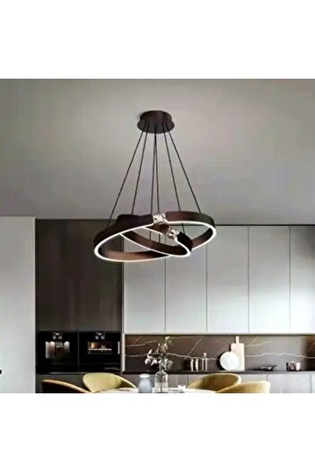 LED CONCEPT Lustra LED cu trei tipuri de lumina, maro, rotunda, 70W, 50x50x100cm