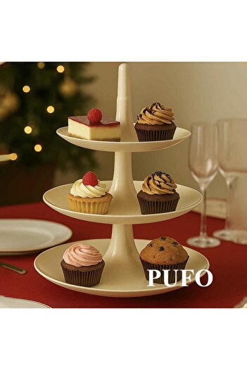 PUFO Candy 3-tiered fruit bowl, for cakes, fruit, appetizers, cream