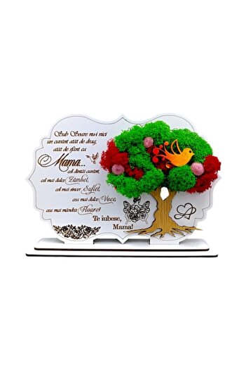 OEM Decoratiune tablou cu suport, personalizat cu mesaj standard, cadou pentru "Mama", alb, dimensiune 2