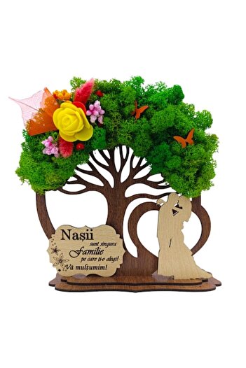 OEM Decorative wooden Lichen tree for godparents, 20 cm