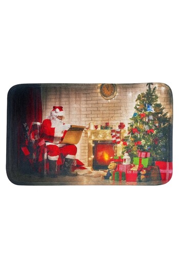 OEM Antiskid entrance mat with Christmas motifs, Textile Material, Santa Claus Design, 38 x 58 cm, Red/G