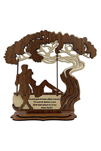 OEM Wooden decoration with the silhouette of a couple in a swing for wife/husband – 22 cm