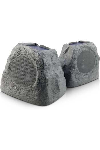 iHome Waterproof Solar Powered Wireless Speakers, High-Quality Stereo Sound for Outdoor Use (Pair)