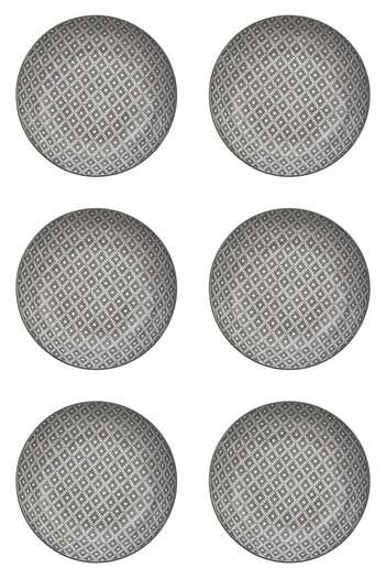 Vervo.ro pentru minți curioase Set of 6 Soup Plates, Porcelain, White, Grey Pattern, 20 cm diameter
