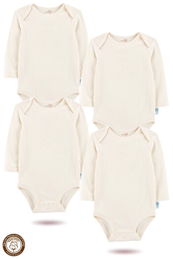 MAHFEL 100% Cotton Long Sleeve Baby Bodysuit Snap Fastener Bodysuit Set of 4