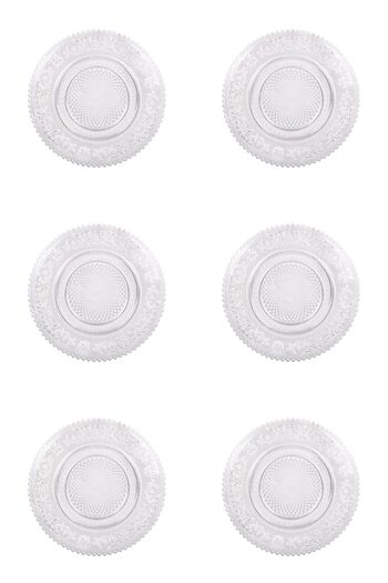 Vervo.ro pentru minți curioase Set 6 Dessert Plates Made of Transparent Glass with Pattern 11 cm
