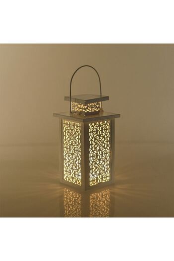 OEM Decorative Lantern Metal White Model with Handle 12.5x12.5x23.5cm