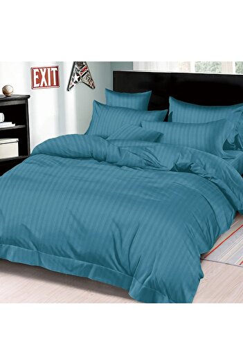 OEM Damask Bed Linen with Elastic 180x200 Premium Blue (Fine)
