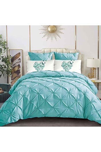 OEM Bed Linen with Elastic 180x200 Crease Turquoise 6 Pieces (Fine)