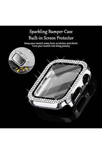 Cool Cold Apple Watch Series 10 & 11 Compatible (46mm) Tempered Glass+Screen Protector Diamond Detailed Case