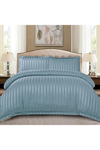 OEM Damask Stripe Cobalt Bed Linen 4 Pieces (Fine)