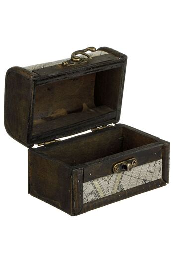 OEM Decorative Black Wooden Chest with Map 11x7x8cm