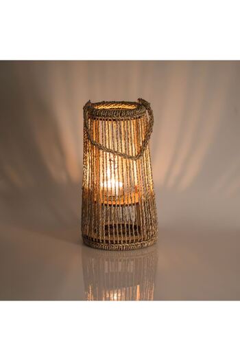 OEM Beige Decorative Lantern with Strings & Handle 18x34cm