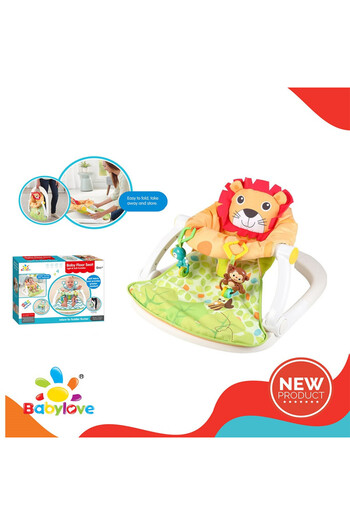 TSUMAB Baby Lion Sit-Me-Up Floor Seat with Toys – Foldable Infant Support Chair
