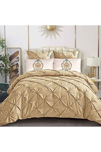 OEM Bed Linen with Elastic 180x200 Crease Mustard 6 Pieces (Fine)