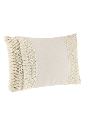 OEM Decorative Cushion Ecru with Macrame Pattern 50x30cm
