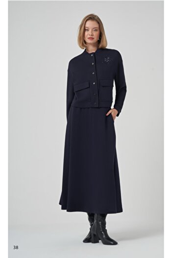 Nuss 1015 Collar Beaded Embroidered Skirt Suit