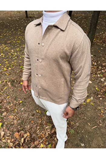 DEFES Men's Oversize Shirt Jacket Shacket Cashmere Seasonal