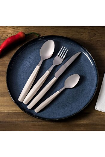 OEM Cutlery Set with Beige Diamond Handle - 12pcs