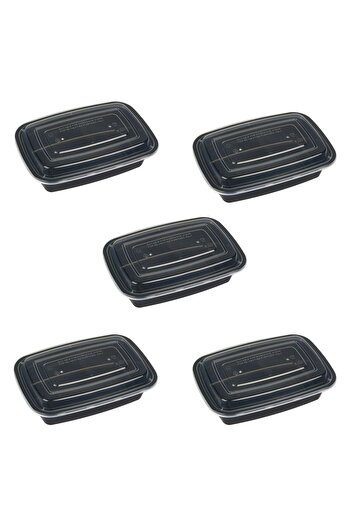 OEM Set of Black Food Containers with Transparent Lids 1l - 5pcs