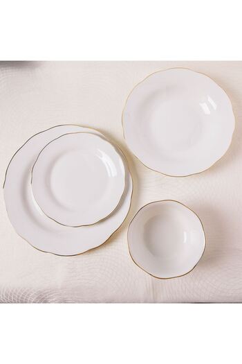 OEM Beige Porcelain Plate "Wavy Gold Metallic" 26.5cm