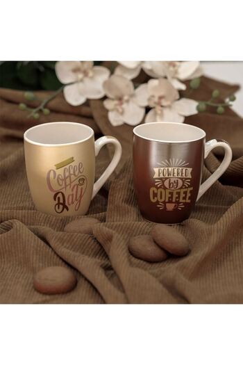 OEM Set of Ceramic Mugs Brown Beige "Coffee" 360ml - 2pcs