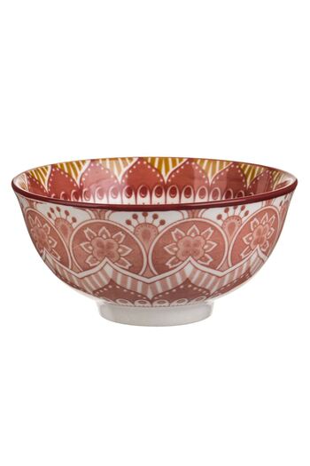 OEM Red Porcelain Bowl with Mandala Pattern 250ml