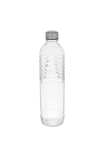 OEM Wavy Pattern Glass Water Bottle with Metal Lid 1.25L